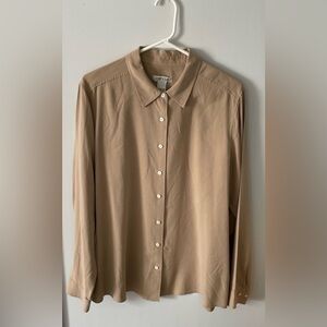 SILK Blouse by ORVIS - Perfect condition! Tan Camel Khaki color - EUC like new!